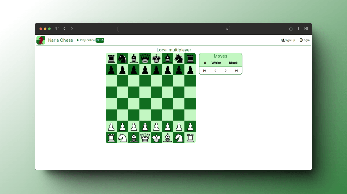 A screenshot of Naria Chess